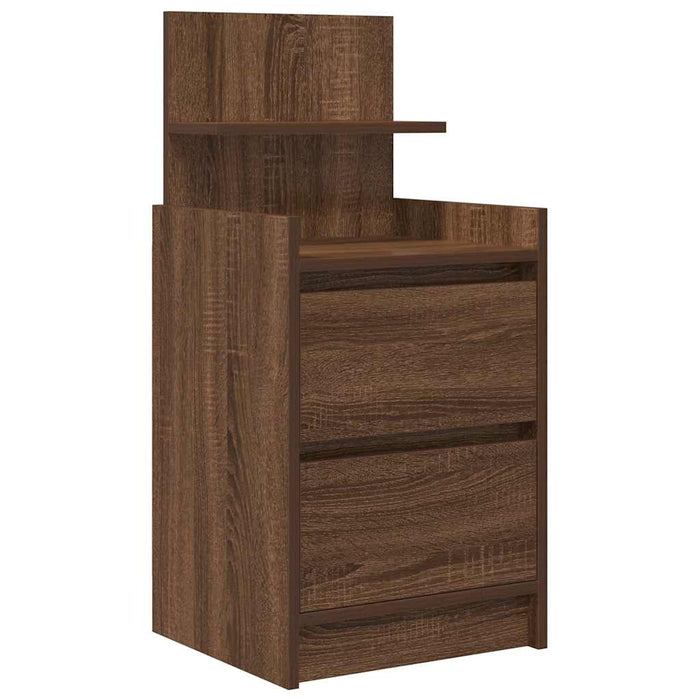 Bedside Cabinets with 2 Drawers 2 pcs Brown Oak 38x34x80 cm