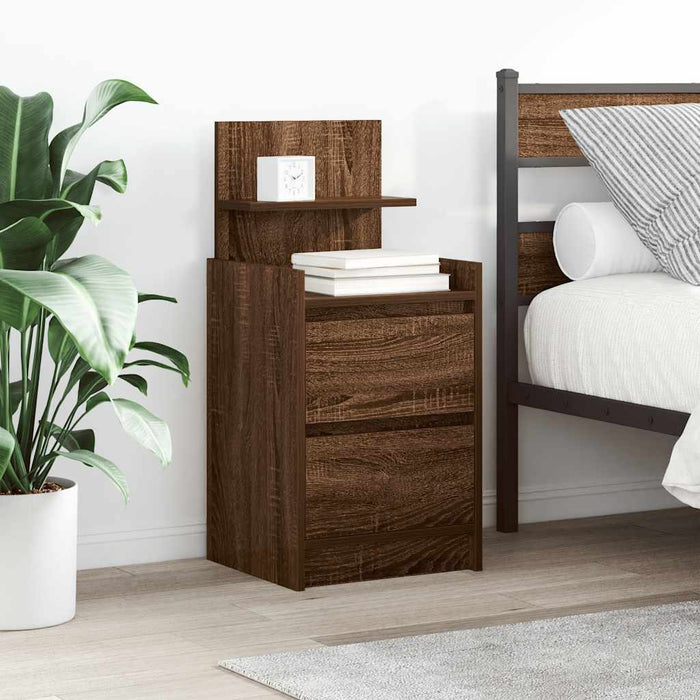 Bedside Cabinets with 2 Drawers 2 pcs Brown Oak 38x34x80 cm