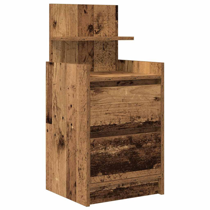 Bedside Cabinet with 2 Drawers Old Wood 38x34x80 cm