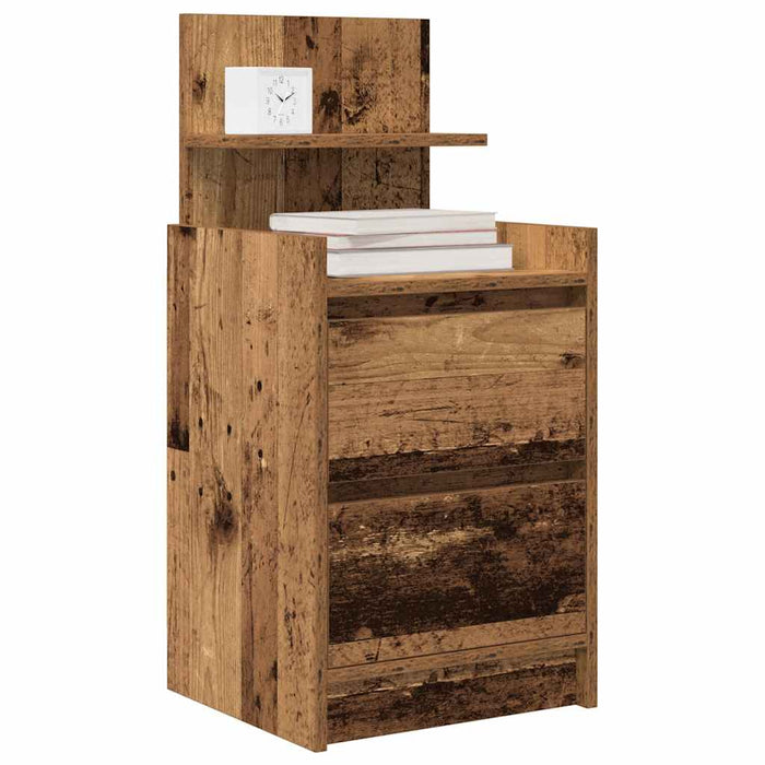 Bedside Cabinet with 2 Drawers Old Wood 38x34x80 cm