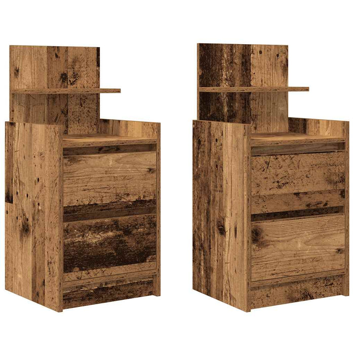 Bedside Cabinets with 2 Drawers 2 pcs Old Wood 38x34x80 cm