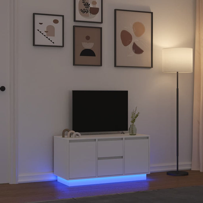 TV Cabinet with LED Lights White 100x41x50 cm