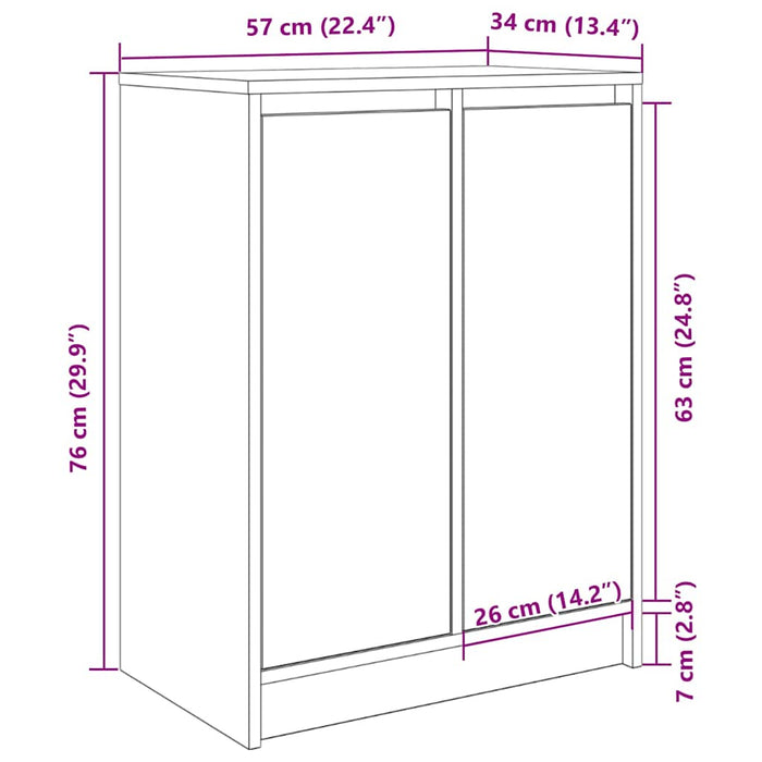 Shoe Cabinet Concrete Grey 57x34x76 cm Engineered Wood