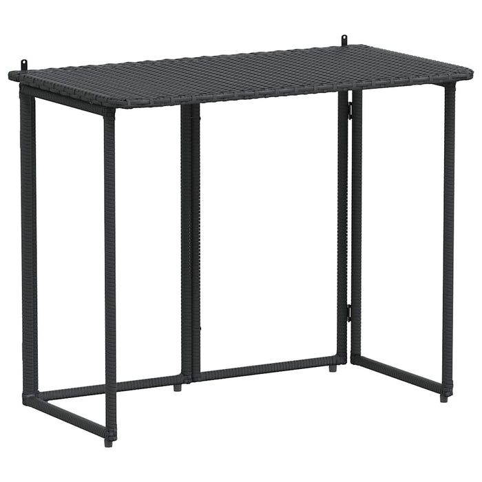 Folding Garden Table Black 90x51x75 cm Poly Rattan