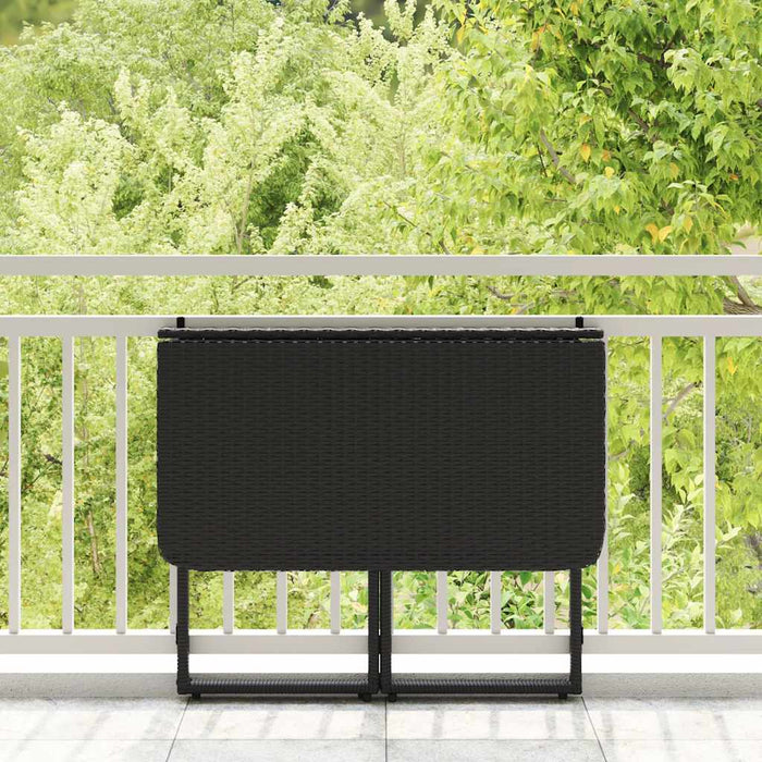 Folding Garden Table Black 90x51x75 cm Poly Rattan