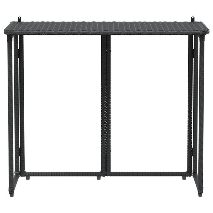 Folding Garden Table Black 90x51x75 cm Poly Rattan