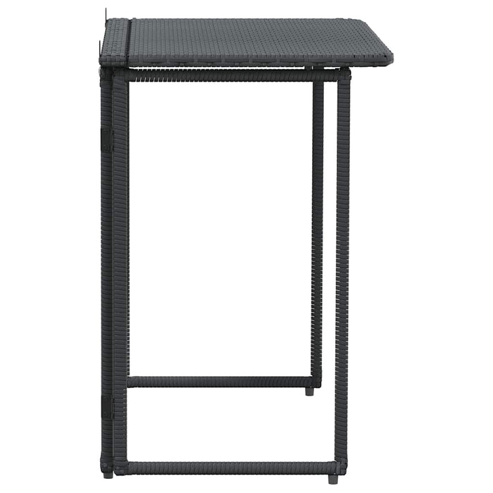 Folding Garden Table Black 90x51x75 cm Poly Rattan