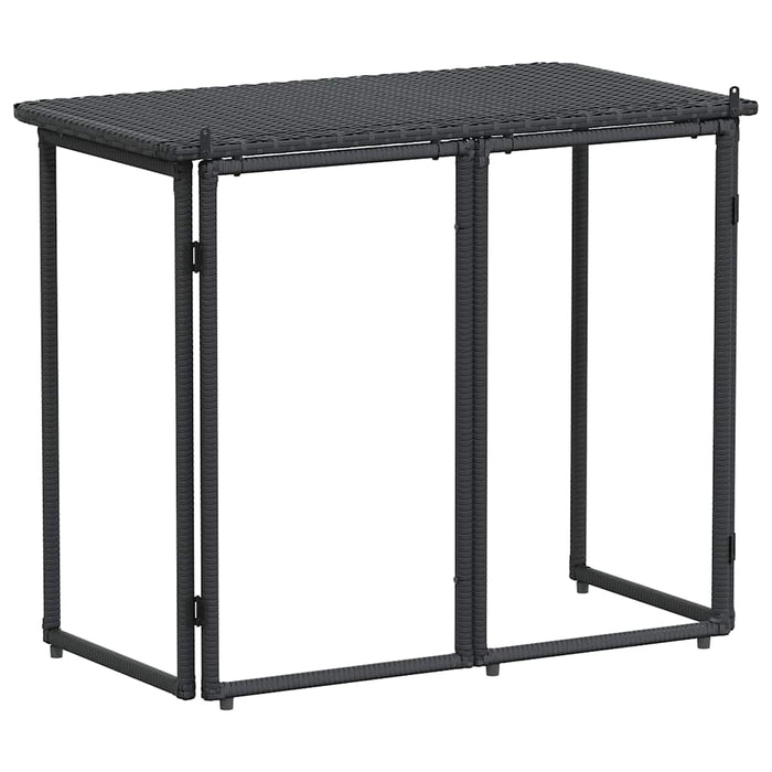 Folding Garden Table Black 90x51x75 cm Poly Rattan