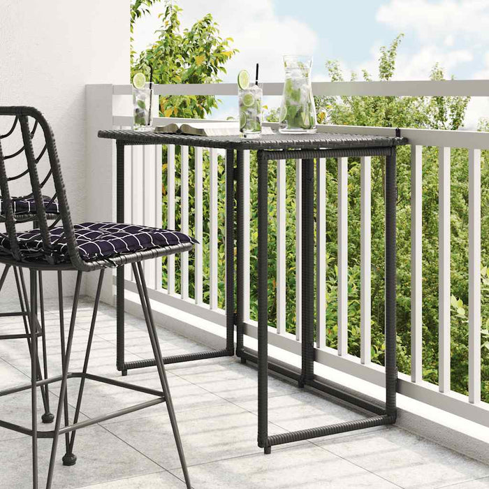 Folding Garden Table Black 90x51x75 cm Poly Rattan