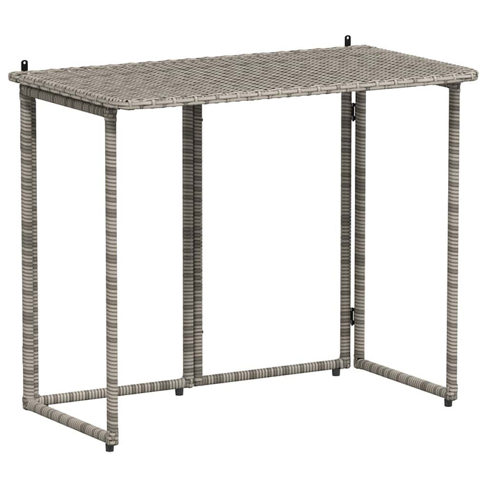 Folding Garden Table Grey 90x51x75 cm Poly Rattan