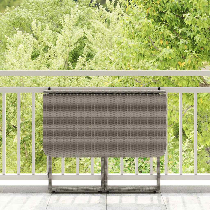 Folding Garden Table Grey 90x51x75 cm Poly Rattan