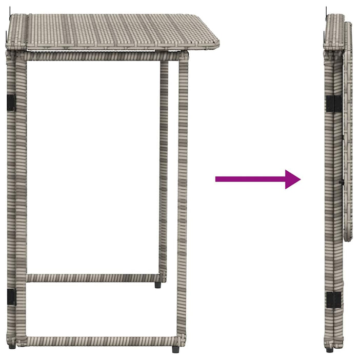 Folding Garden Table Grey 90x51x75 cm Poly Rattan