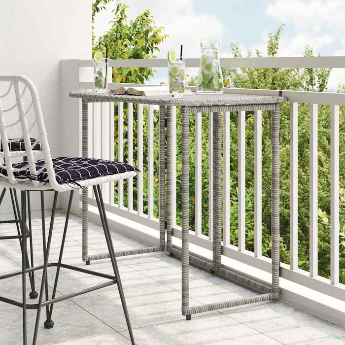 Folding Garden Table Grey 90x51x75 cm Poly Rattan