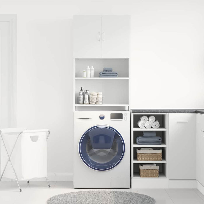 Washing Machine Cabinet White 64x24x190 cm Engineered Wood