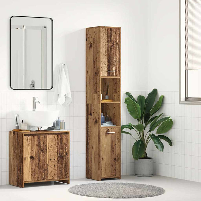 Bathroom Cabinet Old Wood 30x30x183.5 cm Engineered Wood