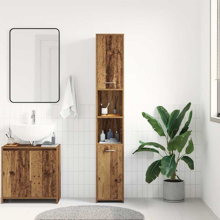 Bathroom Cabinet Old Wood 30x30x183.5 cm Engineered Wood