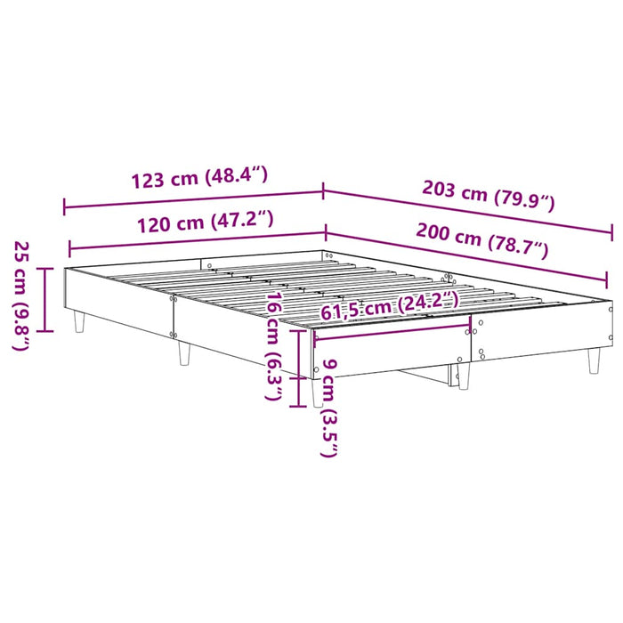 Рамка за легло Без матрак Бяла 120x200 см Инженерно дърво