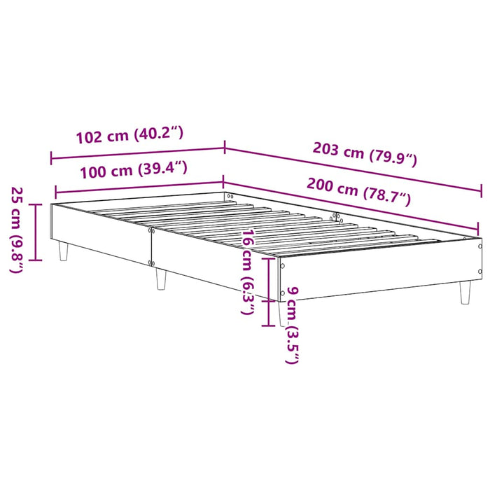 Bed Frame No Mattress White 100x200 cm Engineered Wood