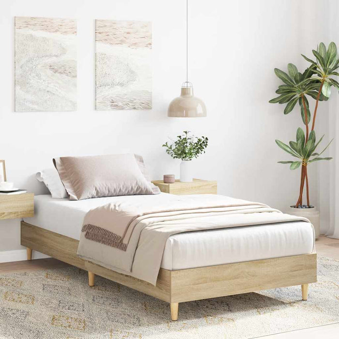 Bed Frame No Mattress Sonoma Oak 90x190 cm Single Engineered Wood