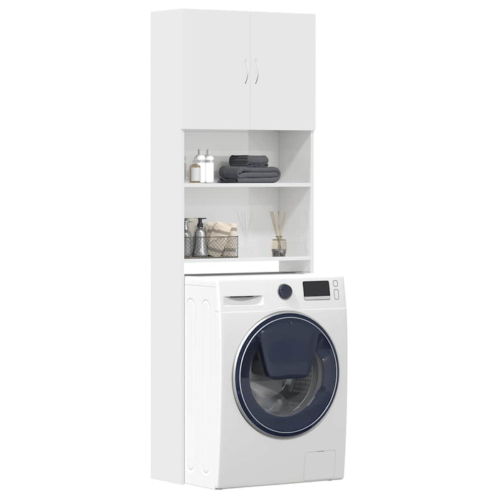 Washing Machine Cabinet High Gloss White 64x24x190 cm Engineered Wood