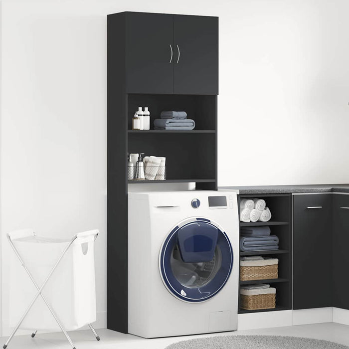 Washing Machine Cabinet Black 64x24x190 cm Engineered Wood