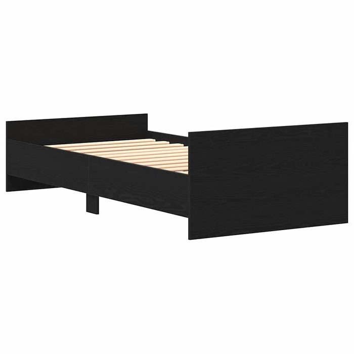 Bed Frame without Mattress Black Oak 90x200 cm Engineered Wood