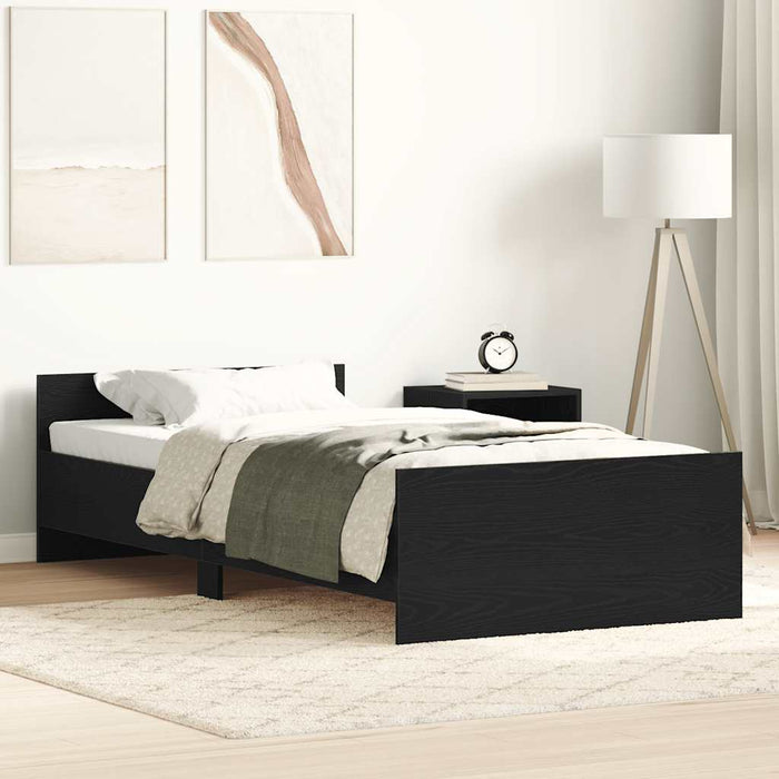 Bed Frame without Mattress Black Oak 90x200 cm Engineered Wood