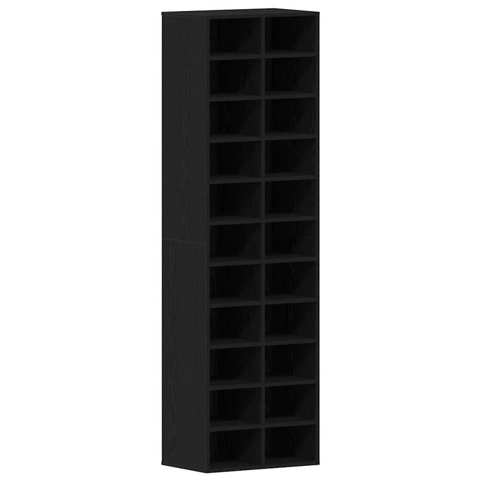 Shoe Cabinet Black Oak 54x34x183 cm Engineered Wood