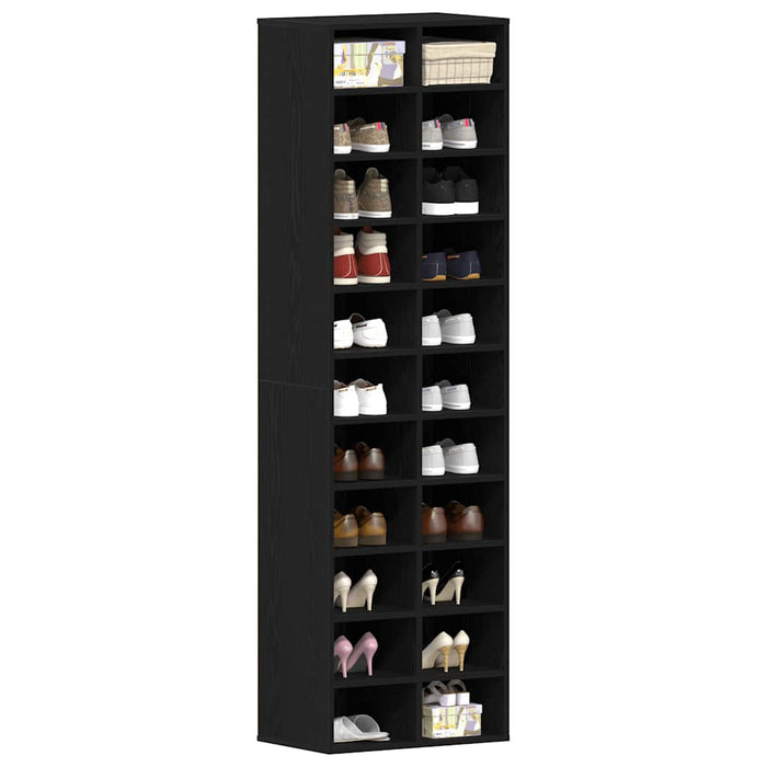 Shoe Cabinet Black Oak 54x34x183 cm Engineered Wood