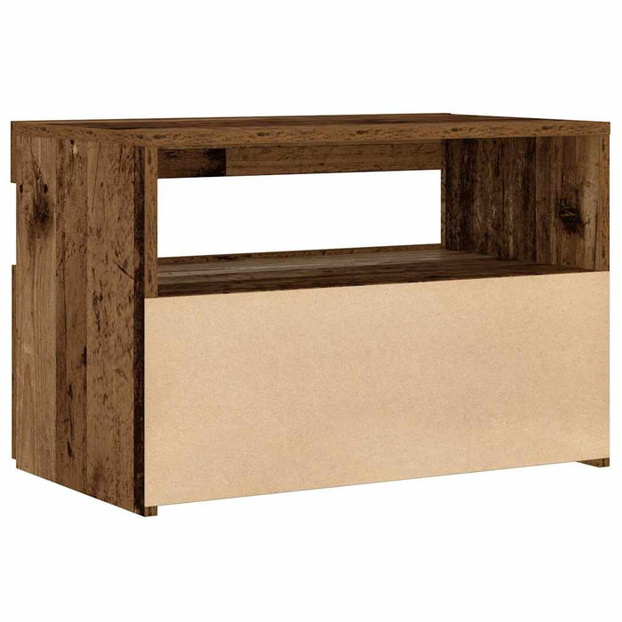 Bedside Cabinet with LED Lights Old Wood 60x35x40 cm Engineered Wood