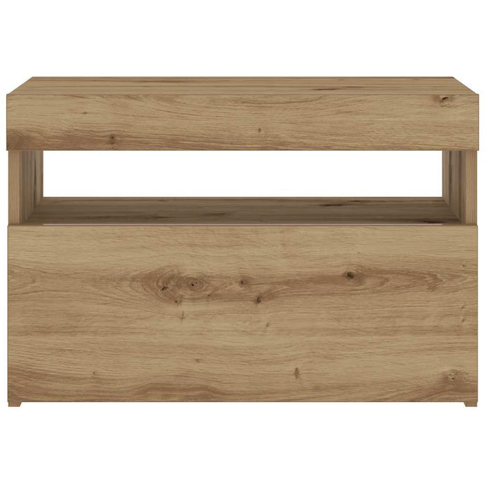 Bedside Cabinet with LED Lights Artisan Oak 60x35x40 cm Engineered Wood