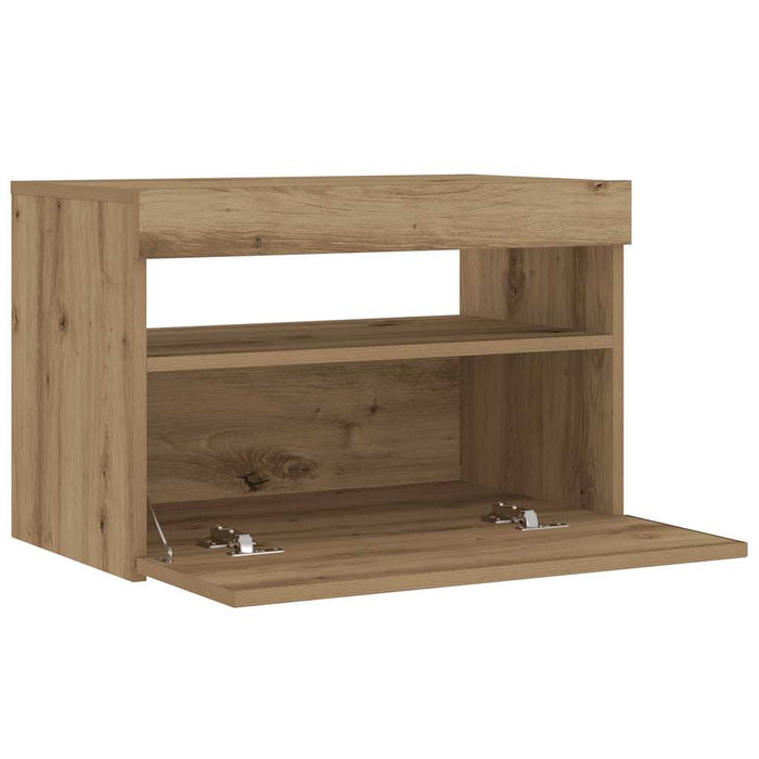 Bedside Cabinet with LED Lights Artisan Oak 60x35x40 cm Engineered Wood