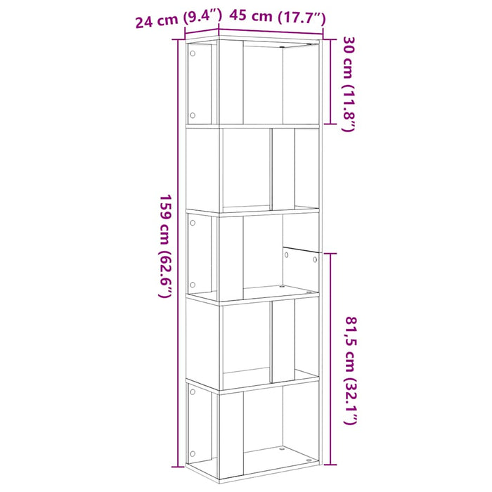 Dulap cu cărți/Separator de cameră Stejar negru 45x24x159 cm Lemn prelucrat