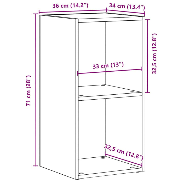 Ящик для хранения LP, черный дуб, 71x34x36 см, инженерная древесина