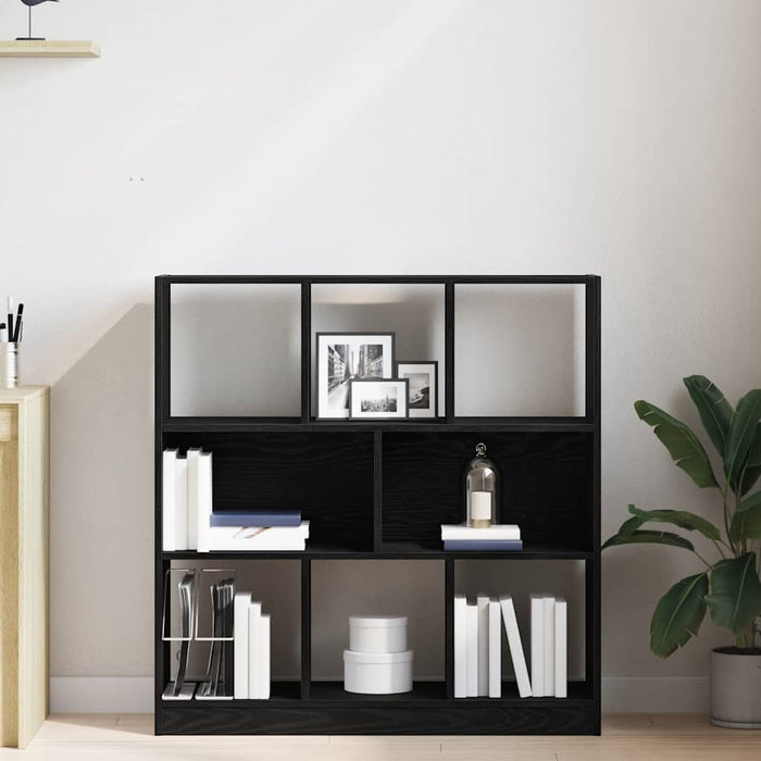 Book Cabinet Black Oak 97.5x29.5x100 cm Engineered Wood