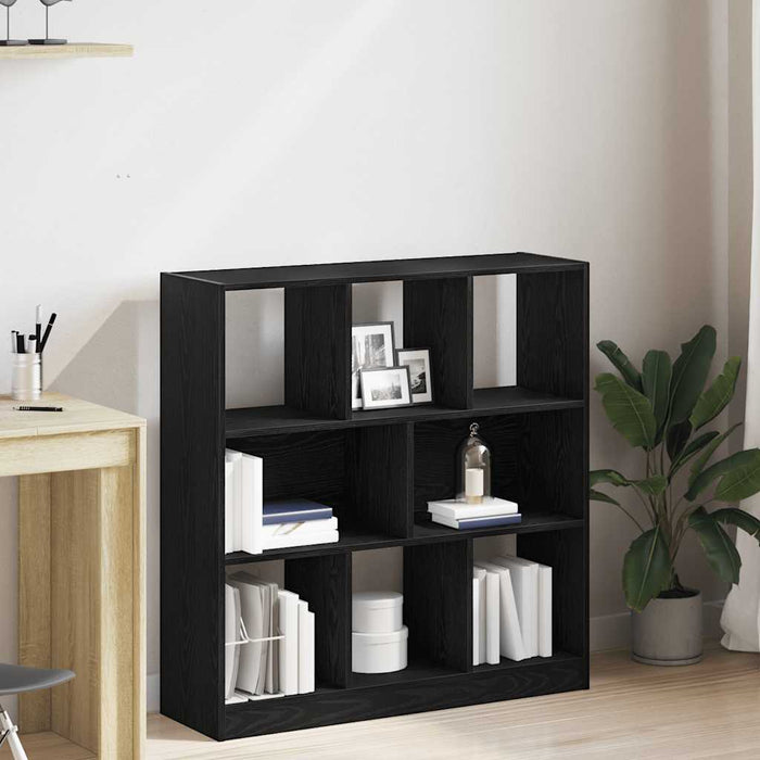 Book Cabinet Black Oak 97.5x29.5x100 cm Engineered Wood