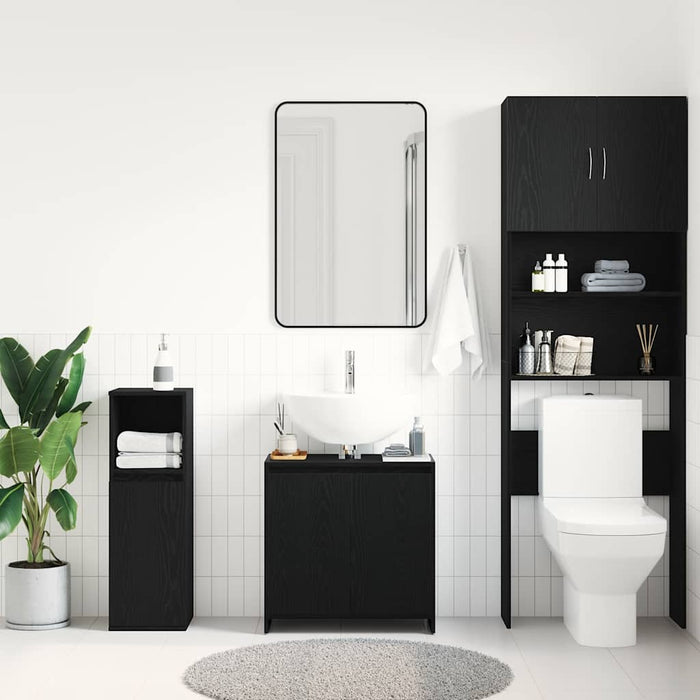 Bathroom Cabinet Black Oak 60x33x61 cm Engineered Wood