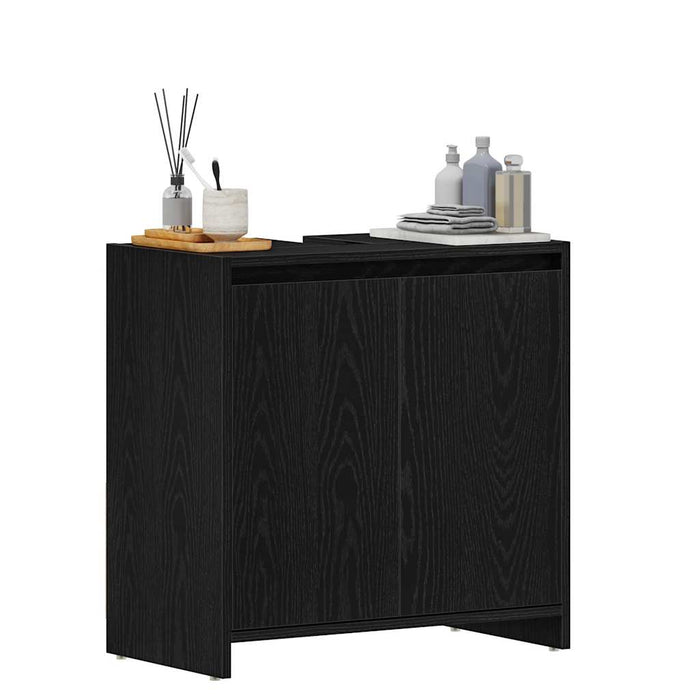 Bathroom Cabinet Black Oak 60x33x61 cm Engineered Wood