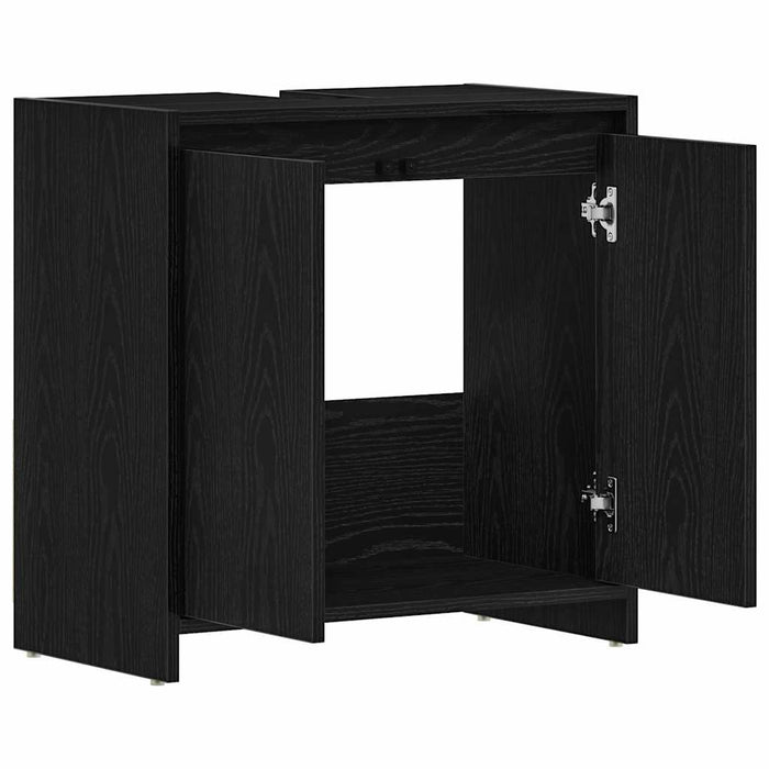 Bathroom Cabinet Black Oak 60x33x61 cm Engineered Wood