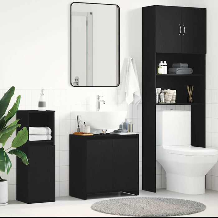 Bathroom Cabinet Black Oak 60x33x61 cm Engineered Wood