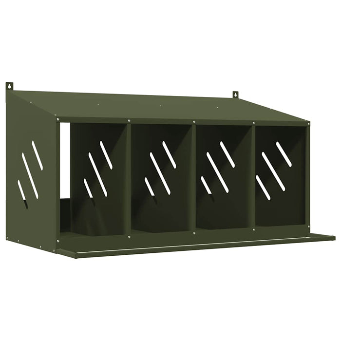 Chicken Nesting Box with 4 Compartments Olive Green Metal