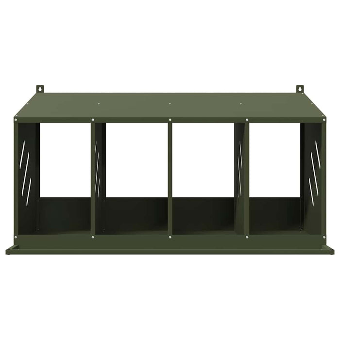 Chicken Nesting Box with 4 Compartments Olive Green Metal