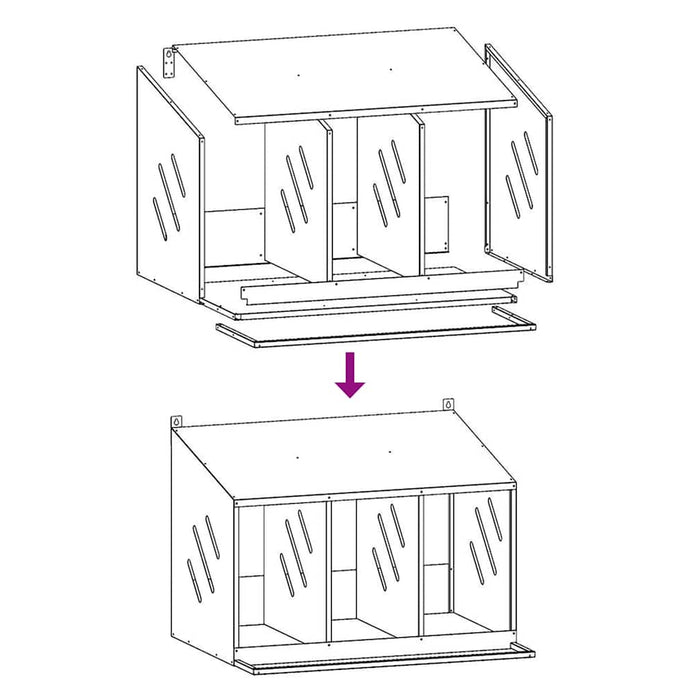 Cutie pentru pui cu 3 compartimente din metal argintiu galvanizat