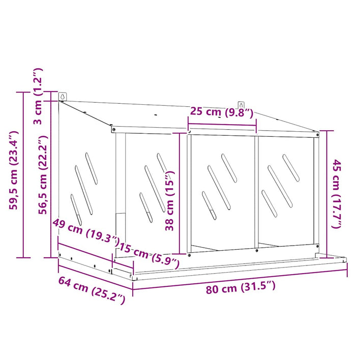 Cutie pentru pui cu 3 compartimente din metal argintiu galvanizat