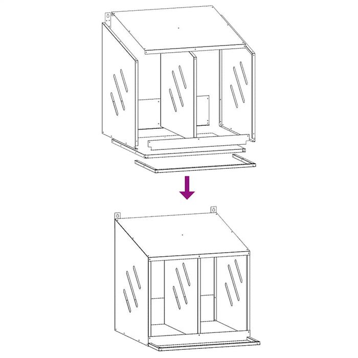 Cutie pentru pui cu 2 compartimente din metal argintiu galvanizat