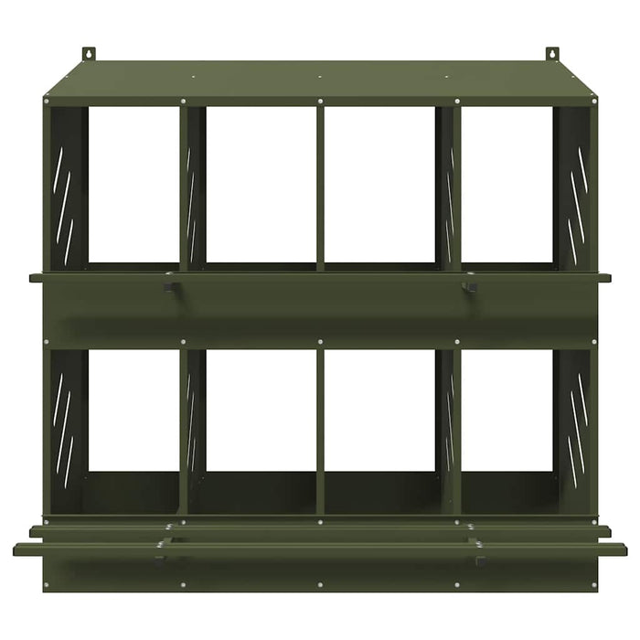 Chicken Nesting Box with 8 Compartments Olive Green Metal