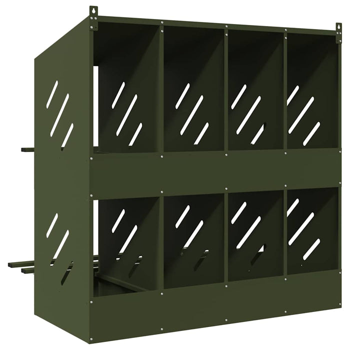 Chicken Nesting Box with 8 Compartments Olive Green Metal