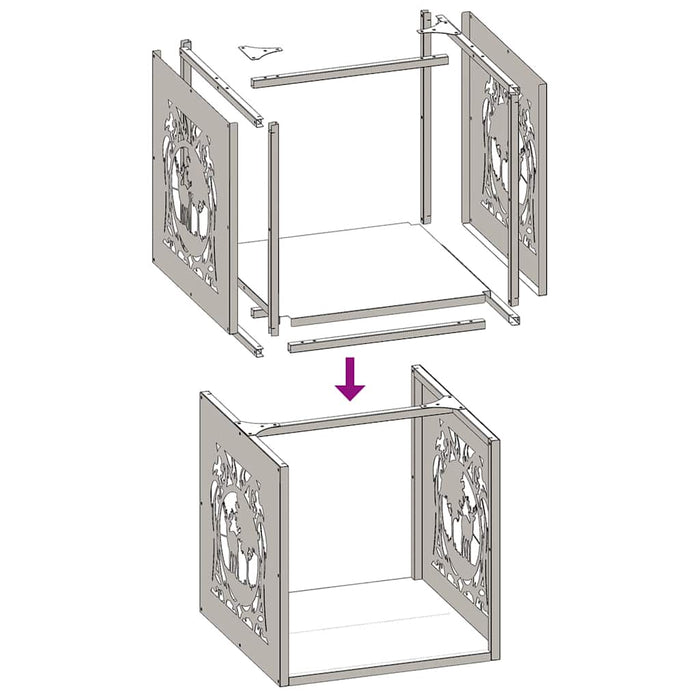 Firewood Rack Black 40x40x40 cm Cold-rolled steel