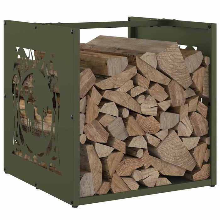 Firewood Rack Olive Green 40x40x40 cm Cold-rolled steel