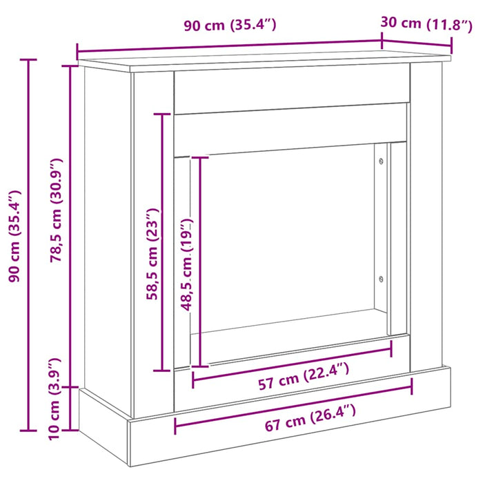 Îmbrăcăminte de șemineu Stejar Negru 90x30x90 cm Lemn de Combustie